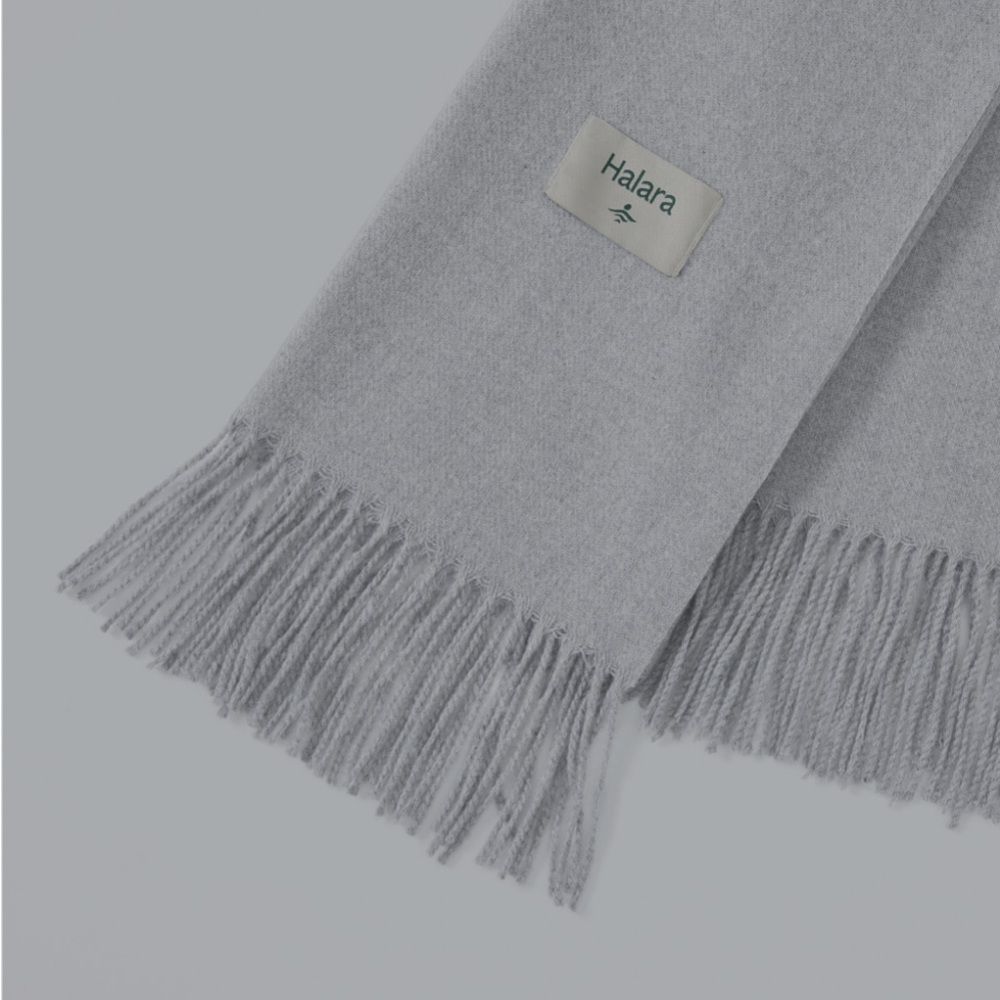 Halara Gray Scarf with Fringe - Picture 2 of 3